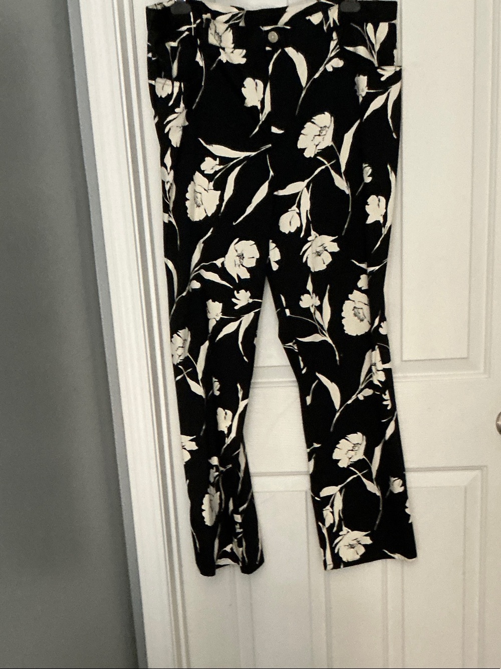 Ralph Lauren black and creamy white Floral Straight-Leg Pants